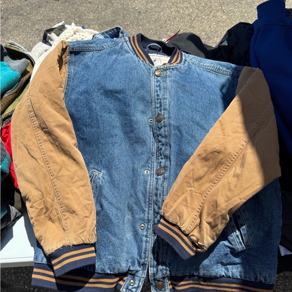 High Sierra Blue and Tan Bomber Jacket - Picture 1 of 3